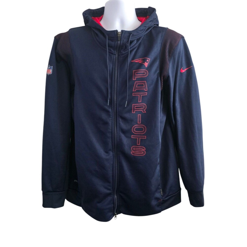 New England Patriots Nike On Field Team Apparel Full-Zip Hoodie Mens Large EUC